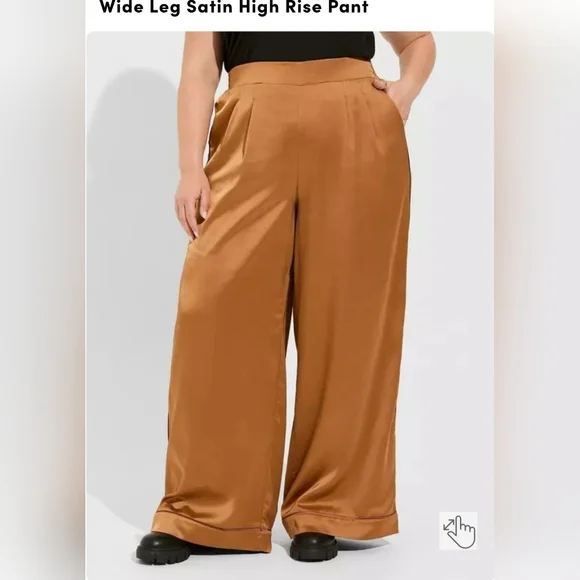Torrid Wide Leg Satin Pants - Picture 3 of 5